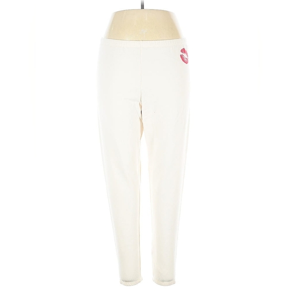 Wildfox Ivory Jogger Pants with Lips Print - Size XL - Picture 2 of 4